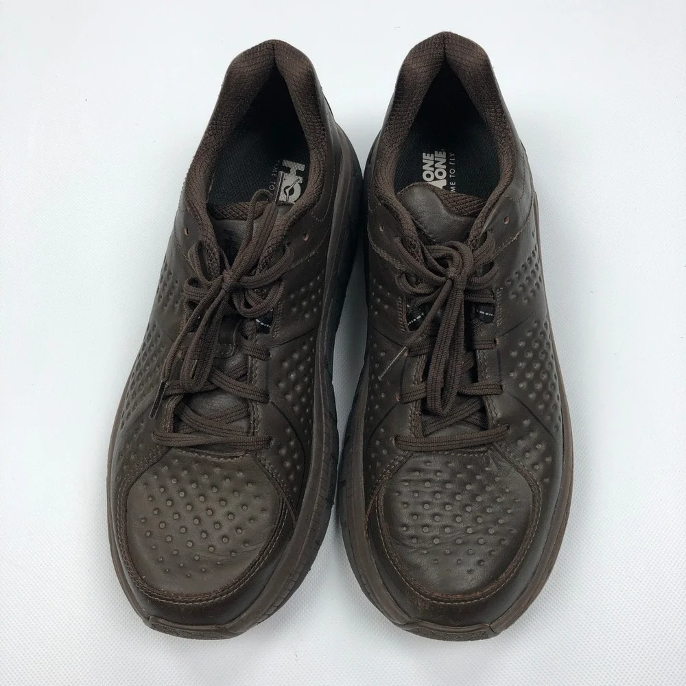 Hoka One Gaviota LTR Brown Leather Walking Shoes Mens 11.5 1019574 DSBC